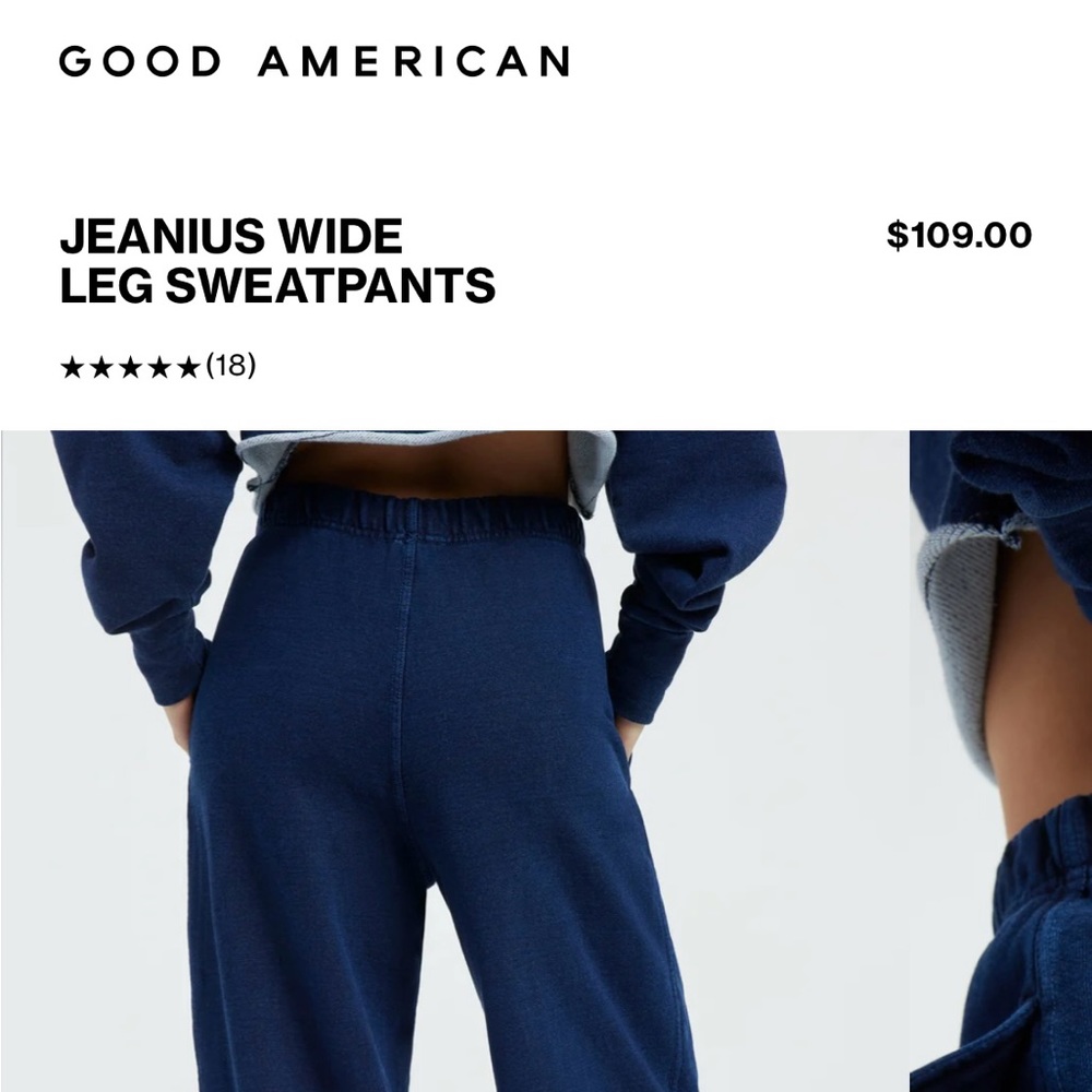 NWT GOOD AMERICAN JEANIUS WIDE LEG SWEATPANTS size S